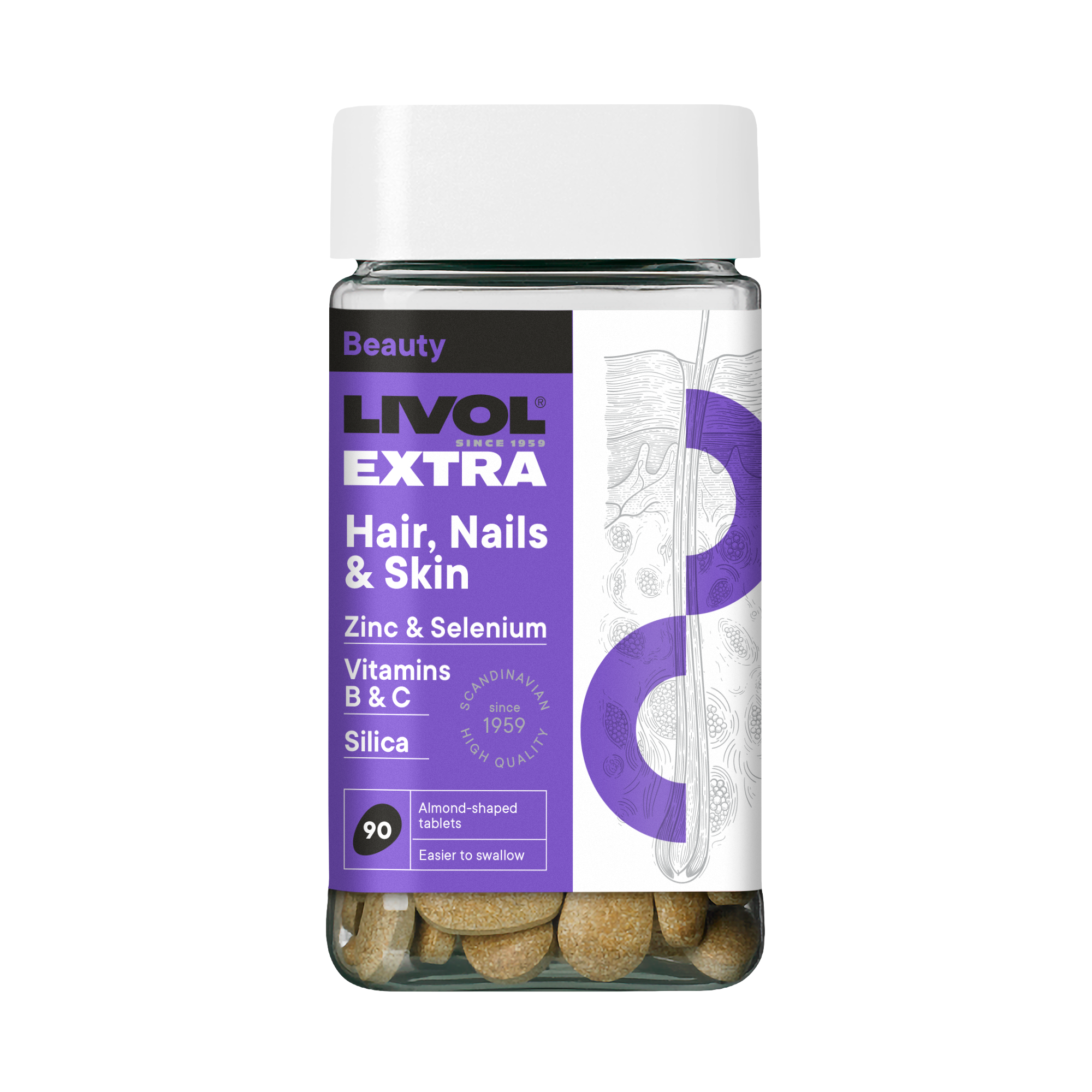 LIVOL EXTRA vitaminai Hair, Nails & Skin, 90 tabl.