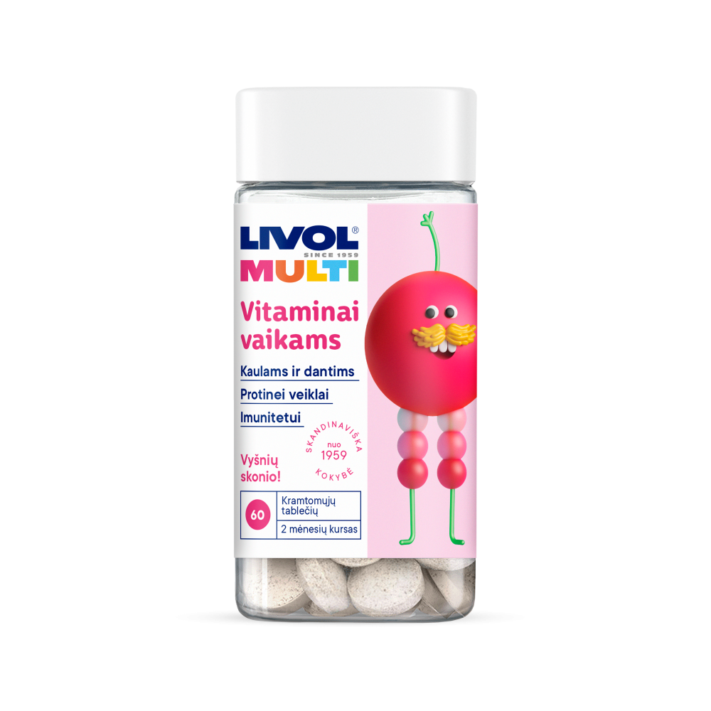 LIVOL MULTI vitaminai vaikams vyšnių sk., 60 tabl.