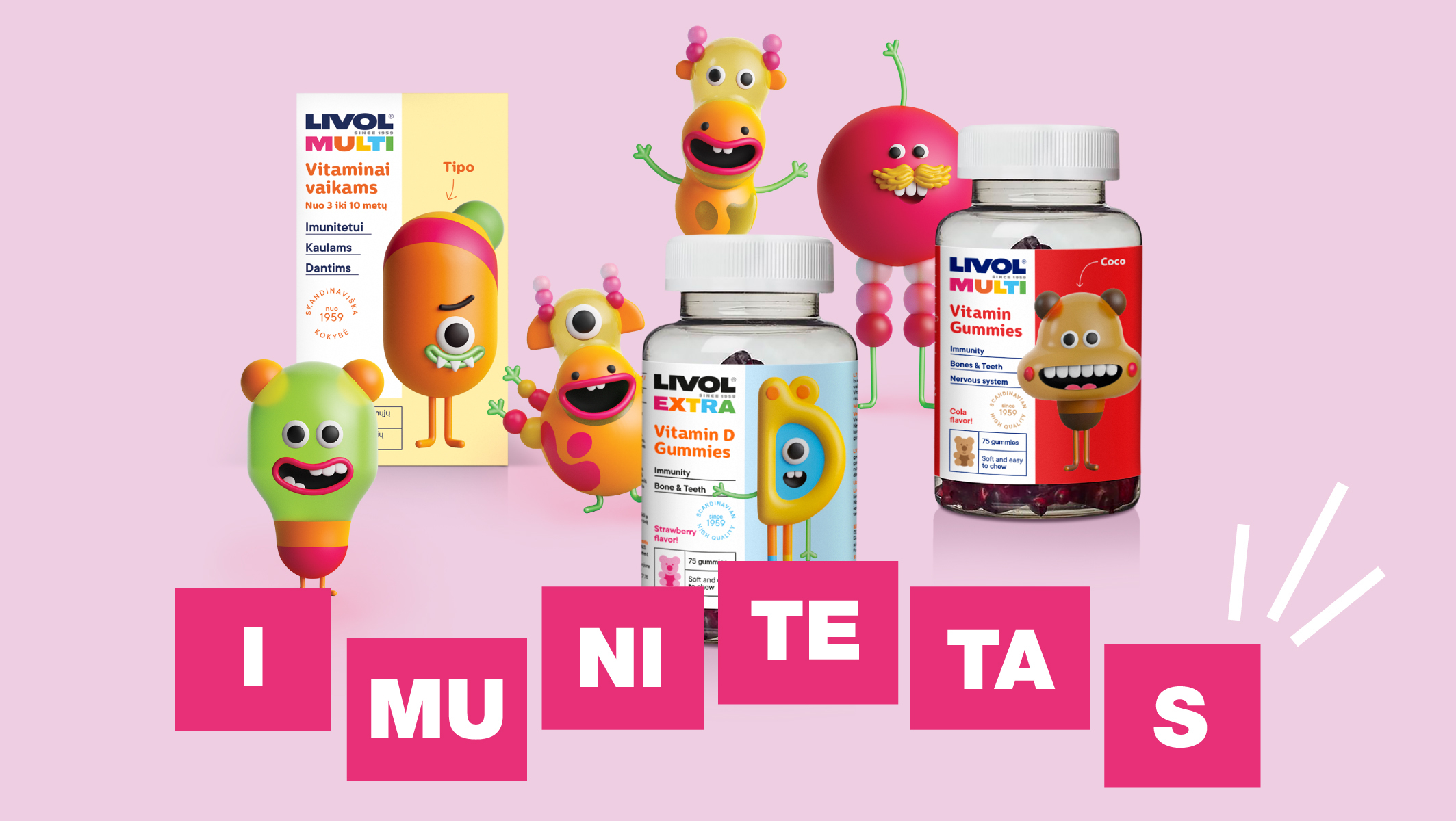 Nauja vitaminų Livoliukų šeima - žaismingi, imunitetui naudingi!