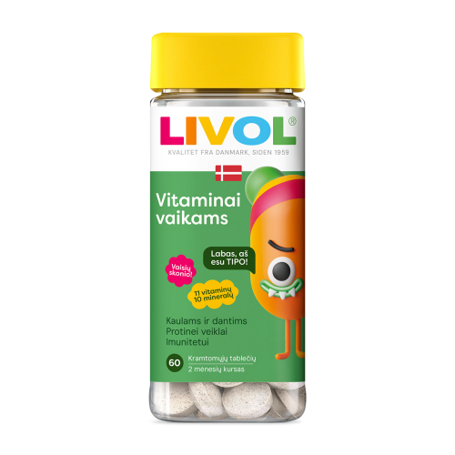 LIVOL vitaminai vaikams vaisių sk., 60 tabl.
