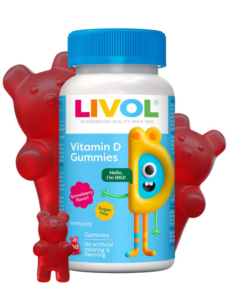 LIVOL vitamino D3 guminukai, 60 gum.