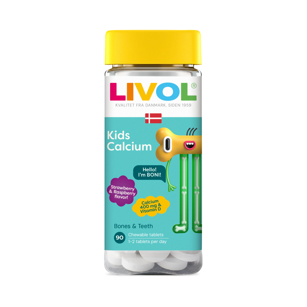 LIVOL Kids Calcium aviečių ir braškių skonio, 90 kramt. tabl.